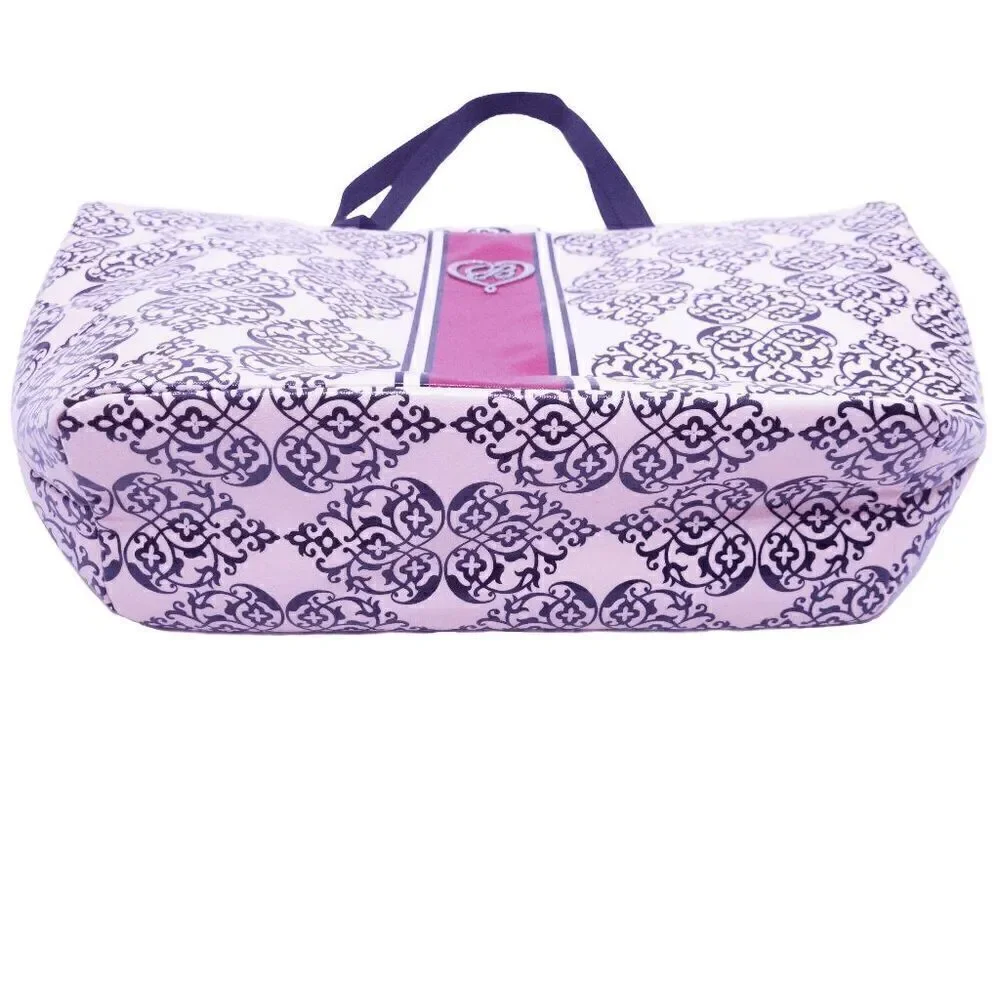 Large Brighton My Sweet Valentine Coated Tote Beige Scroll Pattern